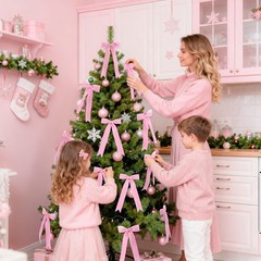 12 Pcs Pink Velvet Bows for Christmas 11″ x 5.5″ x 1.5″ (each bow),