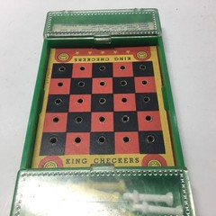 Vintage King Checkers Travel Game Complete With Instructions 5.5” X 3”.