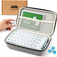 Premium 2-Layer American Mahjong Tiles with 3 Blue Dice, 4 Mahjong Game Cards –