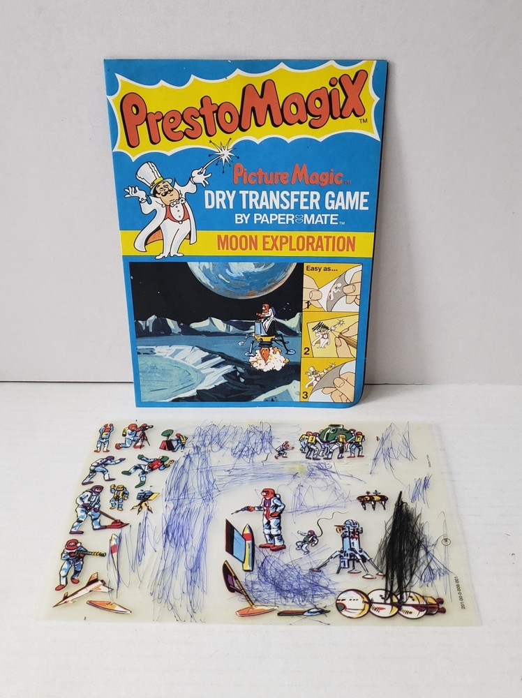 Vintage 1975 Presto Magix Moon Exploration Dry Transfer Game Paper Mate Used