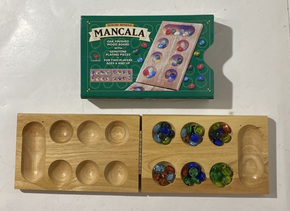 Cardinal Solid Wood Folding Mancala Game With Metal Tin No Instructions Preowned
