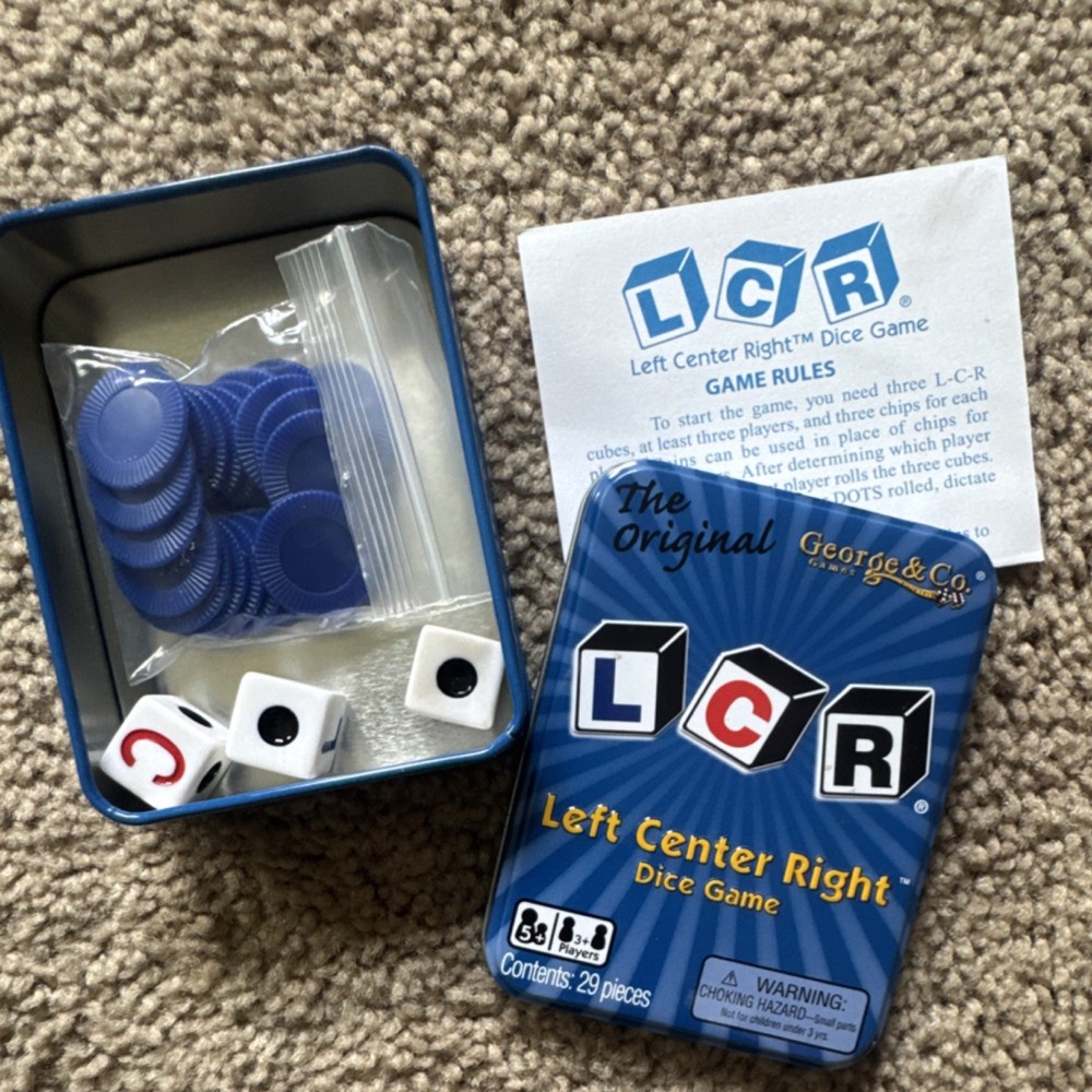 George and Company LCR Left Center Right Dice Game Tin Luck 5+ 3+ Complete