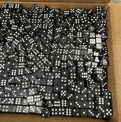Bulk Lot 2800+ Black Dice White Pips 6 Sided Die 5/8″ 16mm Gaming Casino 26 lbs