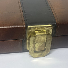 VTG Complete Set of 28 Double Six Dominos Tiles Faux Leather Case Travel Compact