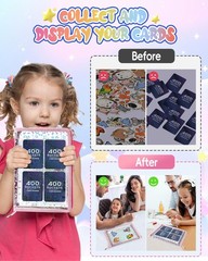 Loiuvos 4 Pocket Card Binder for Girls with 20 Stickers, A5 4-Pocket, A Pink