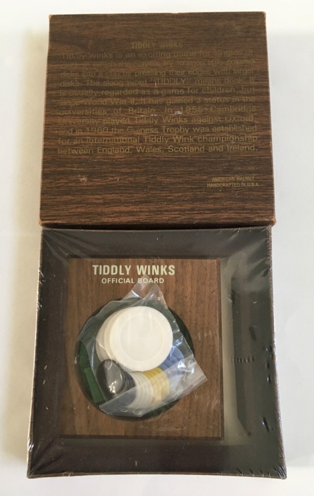 Vintage Tiddly Winks The Drueke Co. No 1998 American Walnut Wood NEW & SEALED
