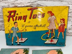 Vintage 1939 Milton Bradley Ring Toss Game 2-3 Players Complete Set 4228
