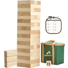 54 PCS Tumble Timber Set [Up to 3.2FT], Pine Wooden Tumble Tower Game with Di…