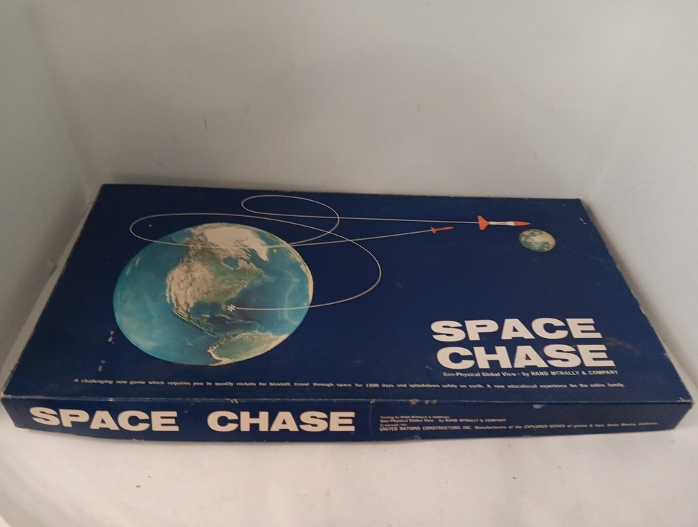 Space Chase, Board Game, 1967 Rand McNally, Rare HTF, Apollo Space Race Cold War