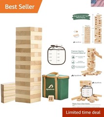Portable 54 PCS Tumble Blocks Game – Classic Wooden Stacking Fun for All Ages