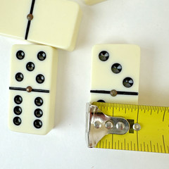 Vintage Cribbage Dominoes Game Set Double 6 Metal Dot Wood Box Japan