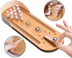 Table Top Mini Bowling Game Set-Tabletop Wooden Board Mini Arcade Desktop Tiny B