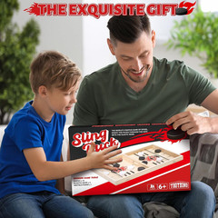 Large Fast Classic Slingshot Puck Game, Wooden Hockey Board Games for Family Nig