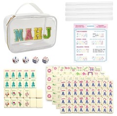 TUSAUW Mini American Mahjong Tile Set Include 166 0.8 Inch Mahjong Tiles 4 Di…