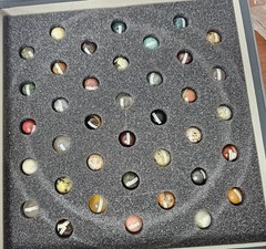 Vintage Boston Museum of Fine Arts Wood Board W/ 38 Precious Stone Marbles Game