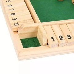 Wooden Dice Board Game Shut The Box for 4 Players Flaps & Dices Game Parent-chi*
