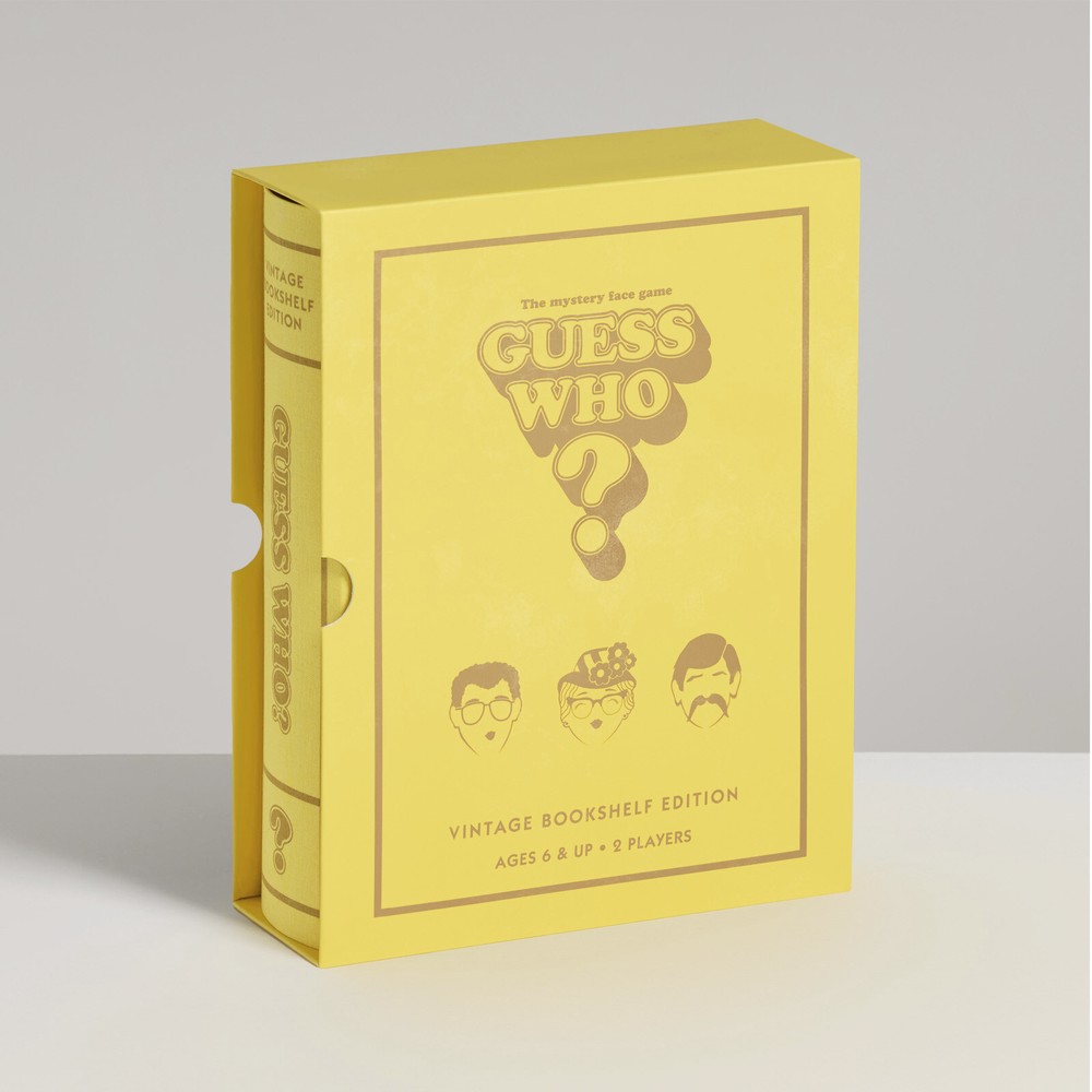 Guess Who? Vintage Bookshelf Edition Board Game in Linen Book Case WS Game Co