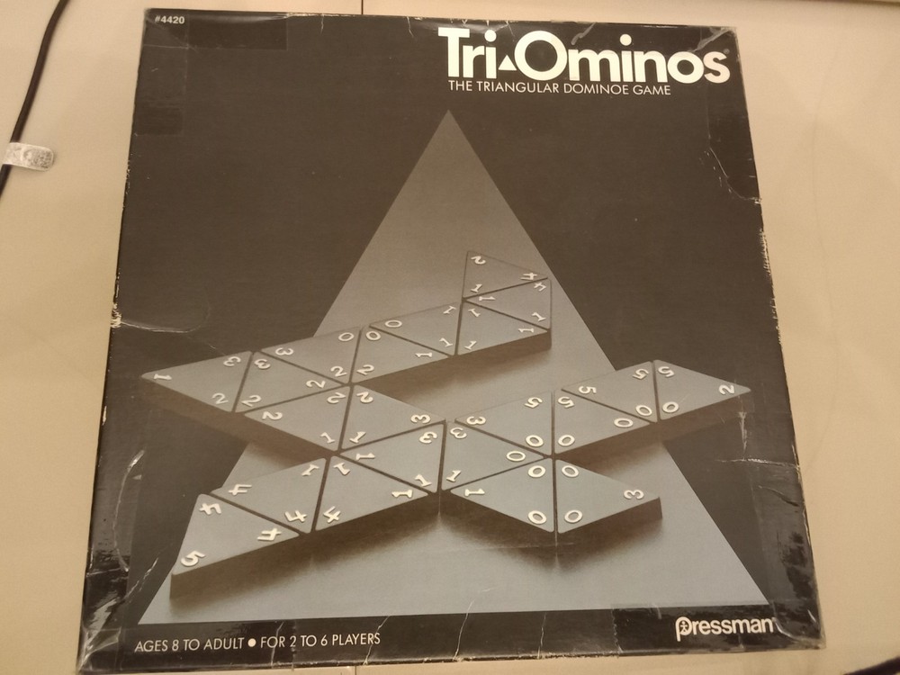 Vintage 1985 Tri-Ominos Triangular Domino Pressman Game age 8-adult, 2-6 players