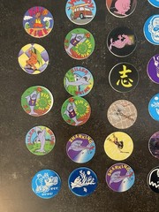 Pogs Lot of 100 Original POGs With Tube Carrying Case Vintage 1990’s