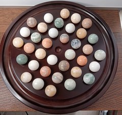 Vintage The Bombay Company Wood Solitaire Game 36 Heavy Marbles 1994 Luxury Set