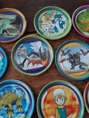 Digimon Rappers Lot Of 31 Digital Monsters Metal Pogs Tazos 2 Inch Mgic Box 2001
