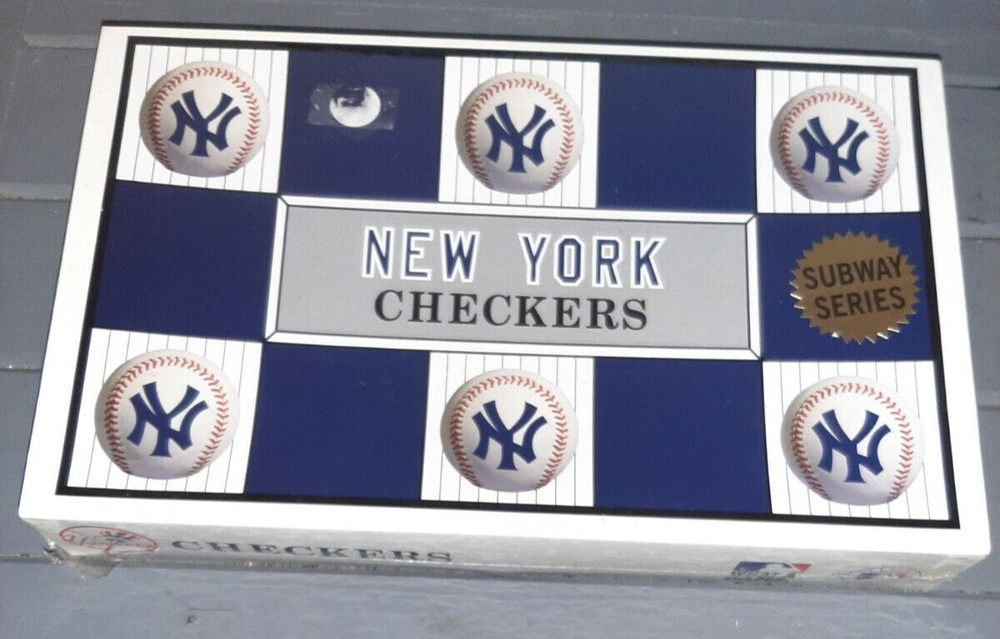 MLB New York Yankees Checkers Board Game vs NY Mets Authentic Helmet Pieces NIB