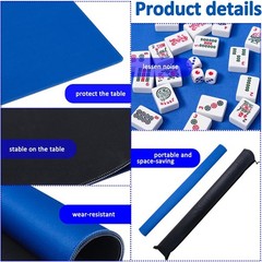 Large Mahjong Mat W/ Black Carrying Bag Blue,31.5 inches Anti Slip & Noise New