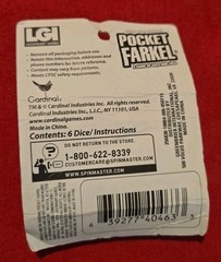 2016 Travel Pocket Farkle A Game of Guts & Luck Dice New