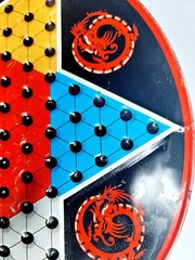 VINTAGE Chinese Checkers Ohio Art USA Two Sided Round Multicolored Tin NO PAWNS