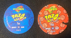 (2)x Taz Tasmanian Devil 1996 Warner Bros. Space Jam Movie Tazo Game Cap Pogs