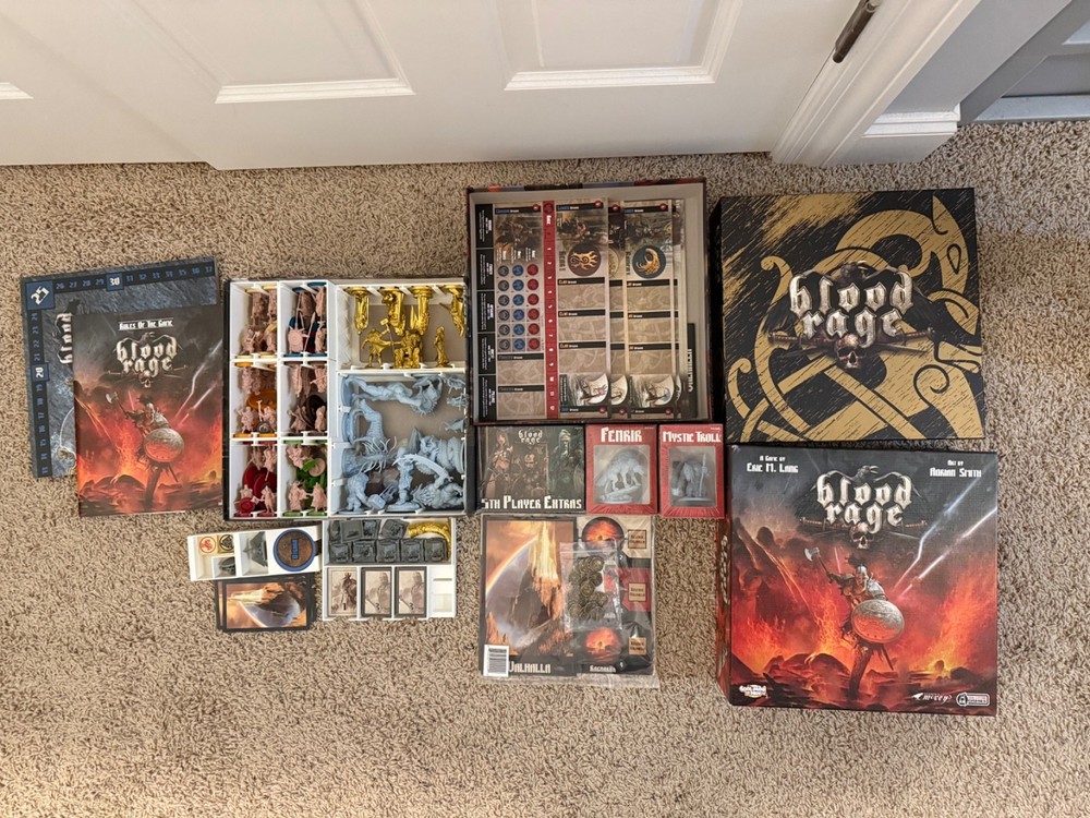CMON Blood Rage Kickstarter Exclusives Board Game Lot + Expansions + Insert