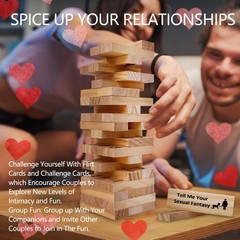 Pakoc Naughty Block for Couples – 48pcs Wooden Stacking Game for Fun Date Nights