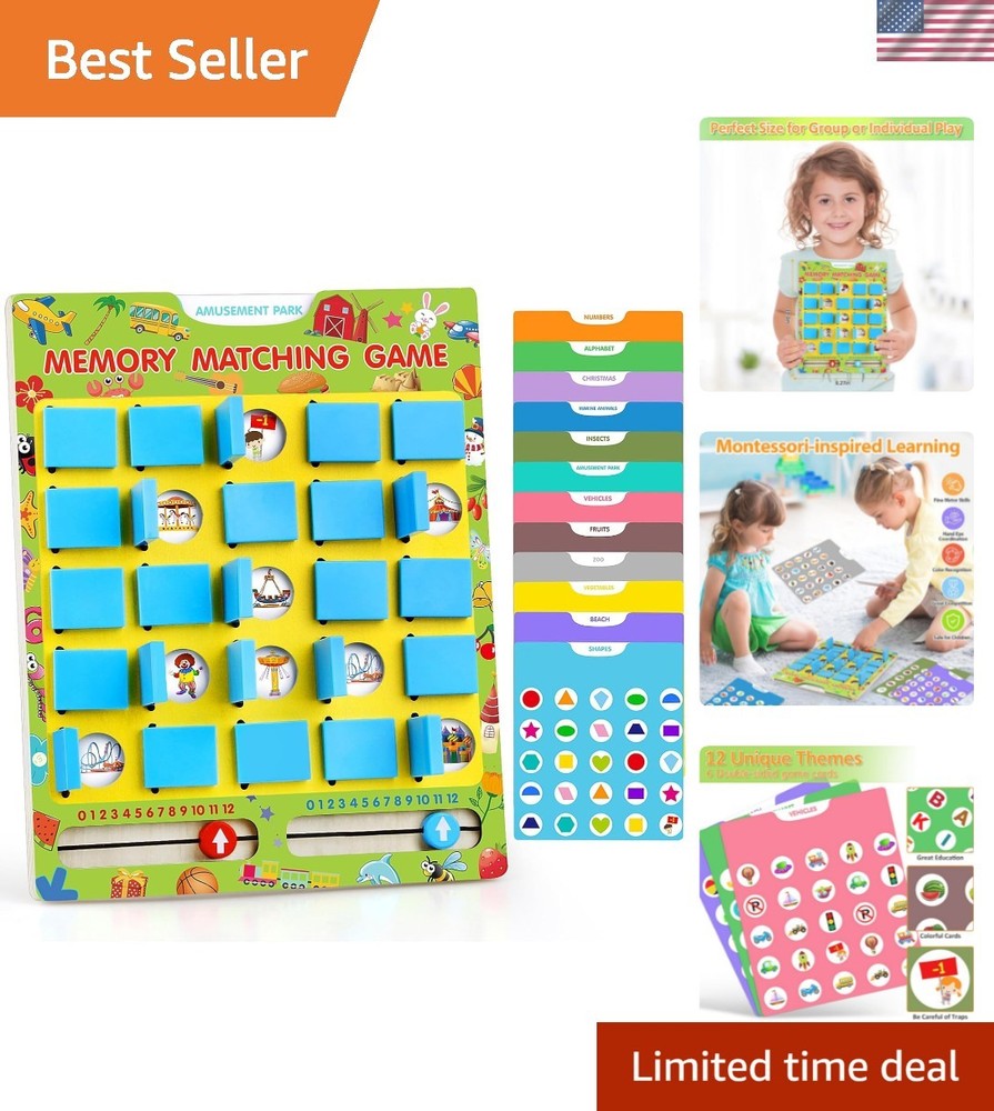 Matching Memory Game for Kids Ages 4-8, Flip to Win Board Games Travel Toys P…