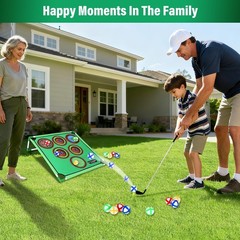 34 Pcs 3-in-1 Battle Golf Game Set with Stand & Club, Jumbo 32″ x32“ Chipping…