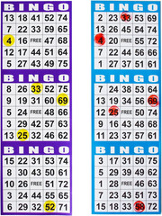 Bingo Paper Game Cards 4×12 Inch Set of 100 Books 5 Colors for Parties and