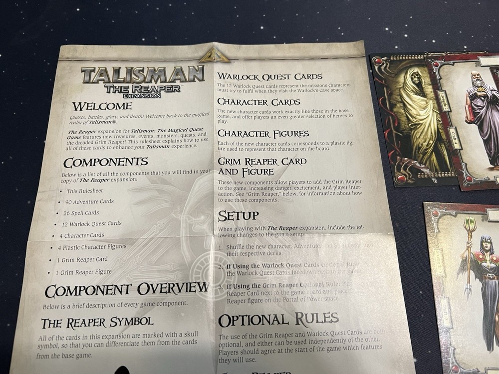 Talisman Revised 4th Edition Game THE REAPER Expansion – 100% Complete. Used.