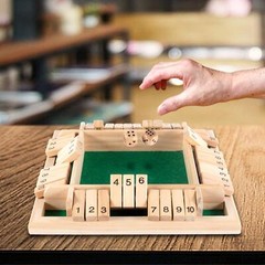 1-4 Players Shut The Box Dice GameClassic 4 Sided Wooden Board Game with 10 D…