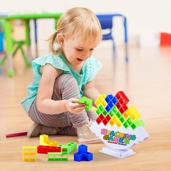 Tetra Tower Balance Game – 48PCS 3D Stacking Puzzle Blocks Educational STEM Toy
