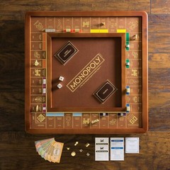 Monopoly Luxury Edition with Burl Finished Wood Cabinet