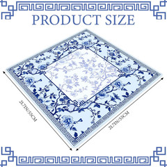 22 Inch Mini Chinoiserie Mahjong Mat for Travel Set White Floral Mahjong Mat