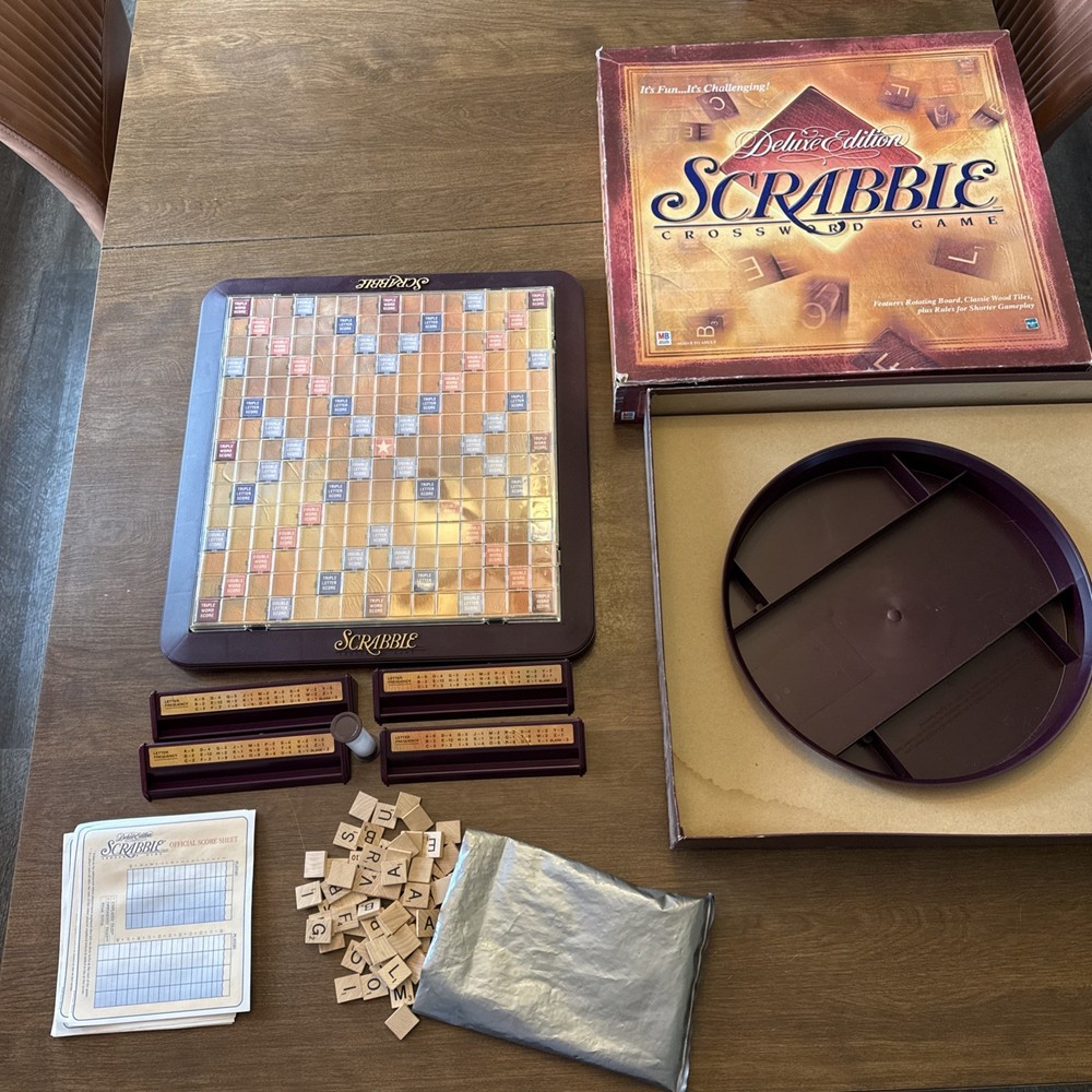 Vintage 1999 Scrabble Deluxe Turntable Edition Board Game Hasbro Complete