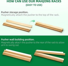 Wooden Mahjong Racks with Magnetic Pushers – Set of 4, Solid Wood | For American