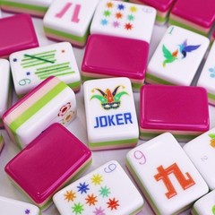 Rose red acrylic 160 American mahjong engraved tiles home gift set