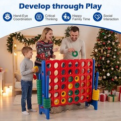 4-to-Score Giant Game Set 4-in-a-Row Connect Game W/Net Storage for Kids & Adult