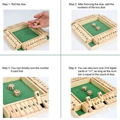 Wooden Box Number Dice Game Set 4 Players Wooden Board Math Number Game Family