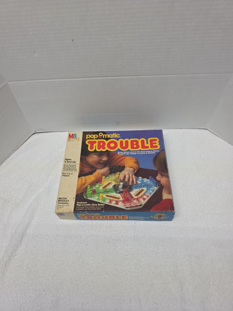 Vintage 1986 Trouble Board Game Pop O Matic Milton Bradley Complete & Works