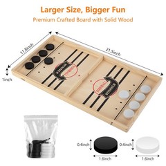 Fast Sling Puck Game, Wooden Air Hockey Board Game with 10 Spare Pucks & 2 El…