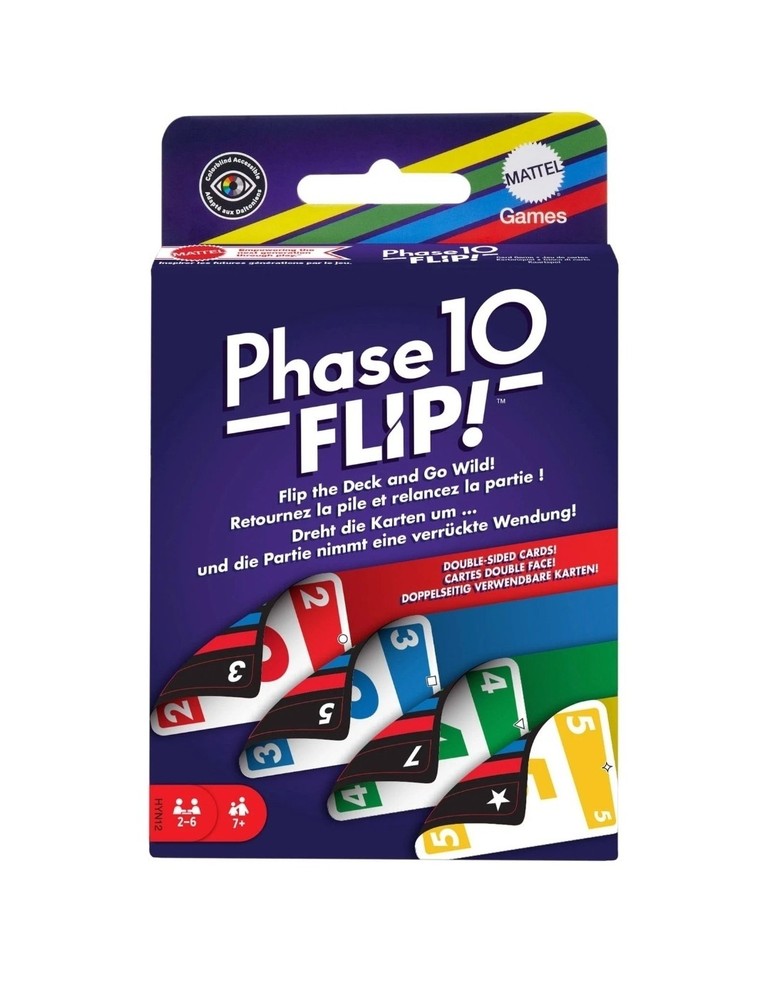 Mattel Games Phase 10 Flip Card Game, Family Card Game with Double-sided Cards,