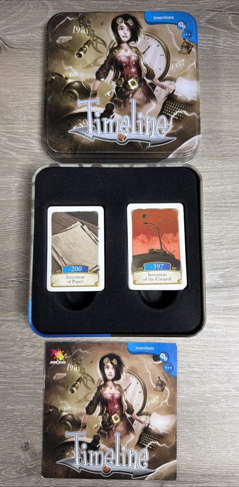 Timeline Inventions Card Game – Metal Tin – Frédéric Henry – Asmodee Family Fun