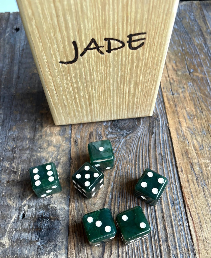 Boxed Set of 6 Genuine Natural Canadian Nephrite Jade 15mm Dice